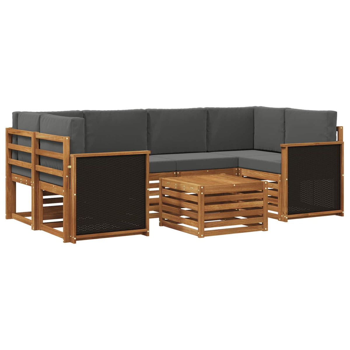 Set vanjskih sofa 7 kom. Prirodna i antracit