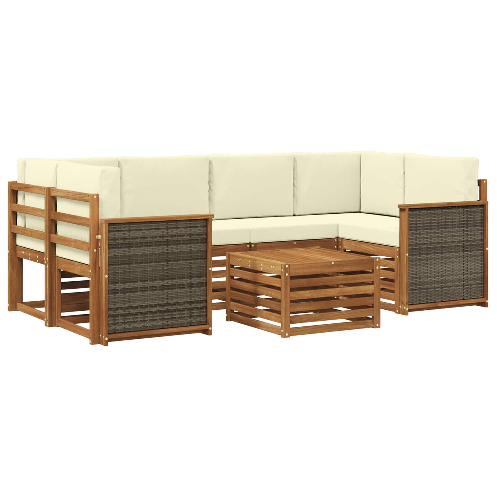 Set vanjskih sofa 7 pcs Prirodna i krem Čvrsto drvo akacije