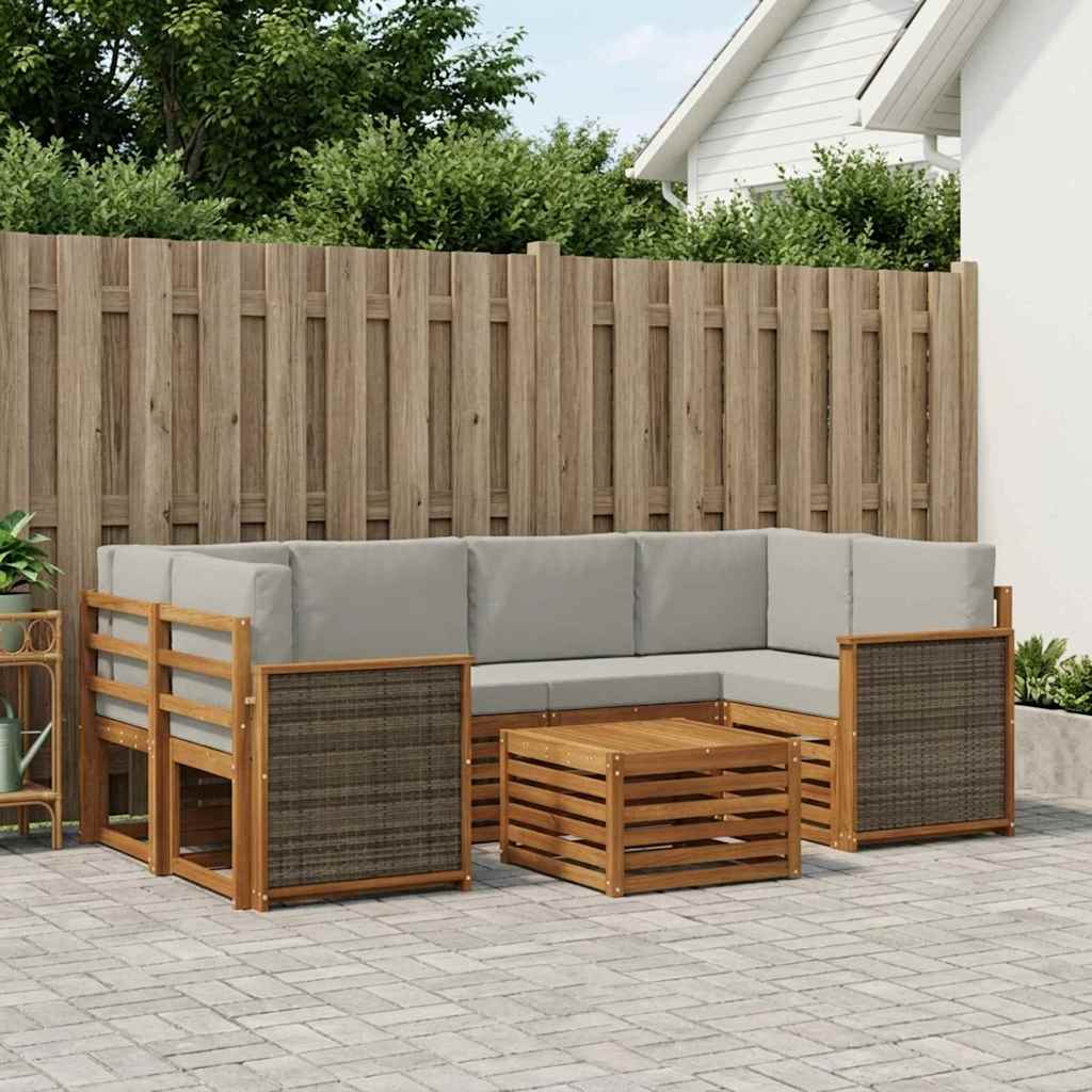Set vanjskih sofa 7 kom. Prirodna i svjetlosiva