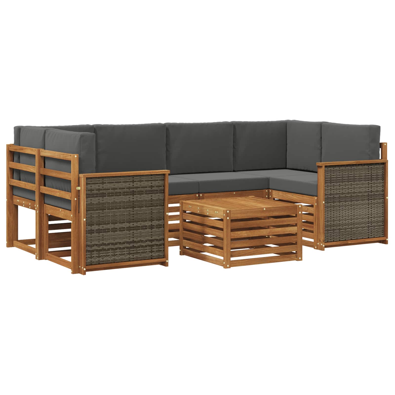 Set vanjskih sofa 7 pcs Prirodna i antracit Čvrsto drvo akacije