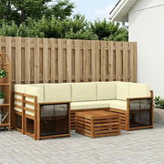 Set vanjskih sofa 7 kom. Prirodna i krem Čvrsto drvo akacije