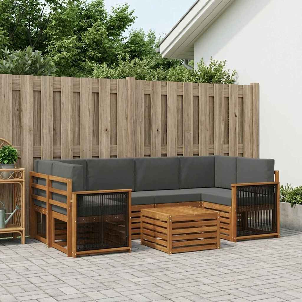 Set vanjskih sofa 7 pcs Prirodna i antracit Čvrsto drvo akacije