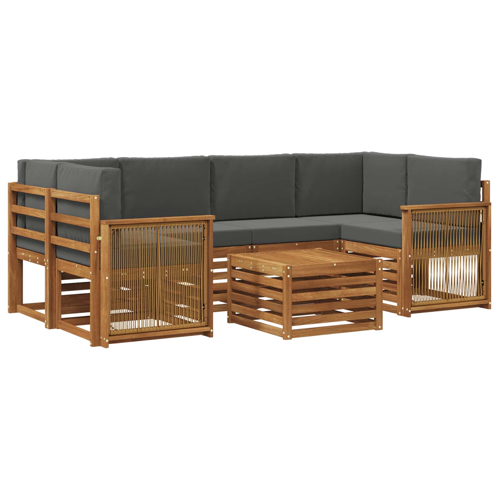 Set vanjskih sofa 7 kom. Prirodna i antracit