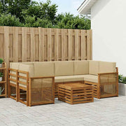 Set vanjskih sofa 7 kom. Prirodna i bež Čvrsto drvo akacije