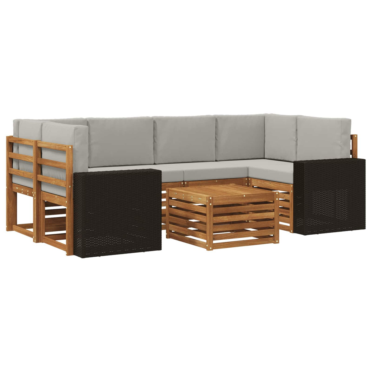 Set vanjskih sofa 7 kom. Prirodna i svjetlosiva