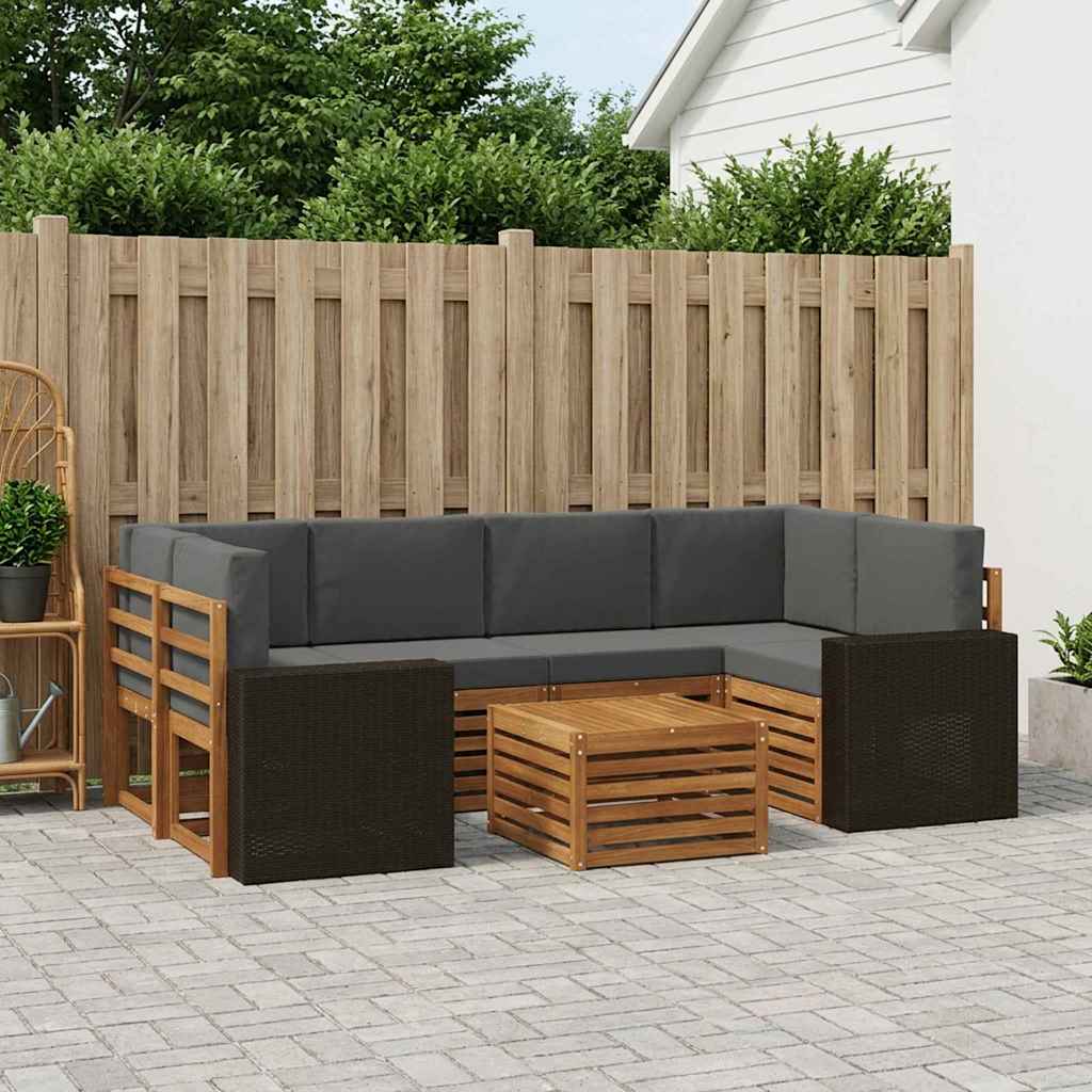 Set vanjskih sofa 7 kom. Prirodna i antracit
