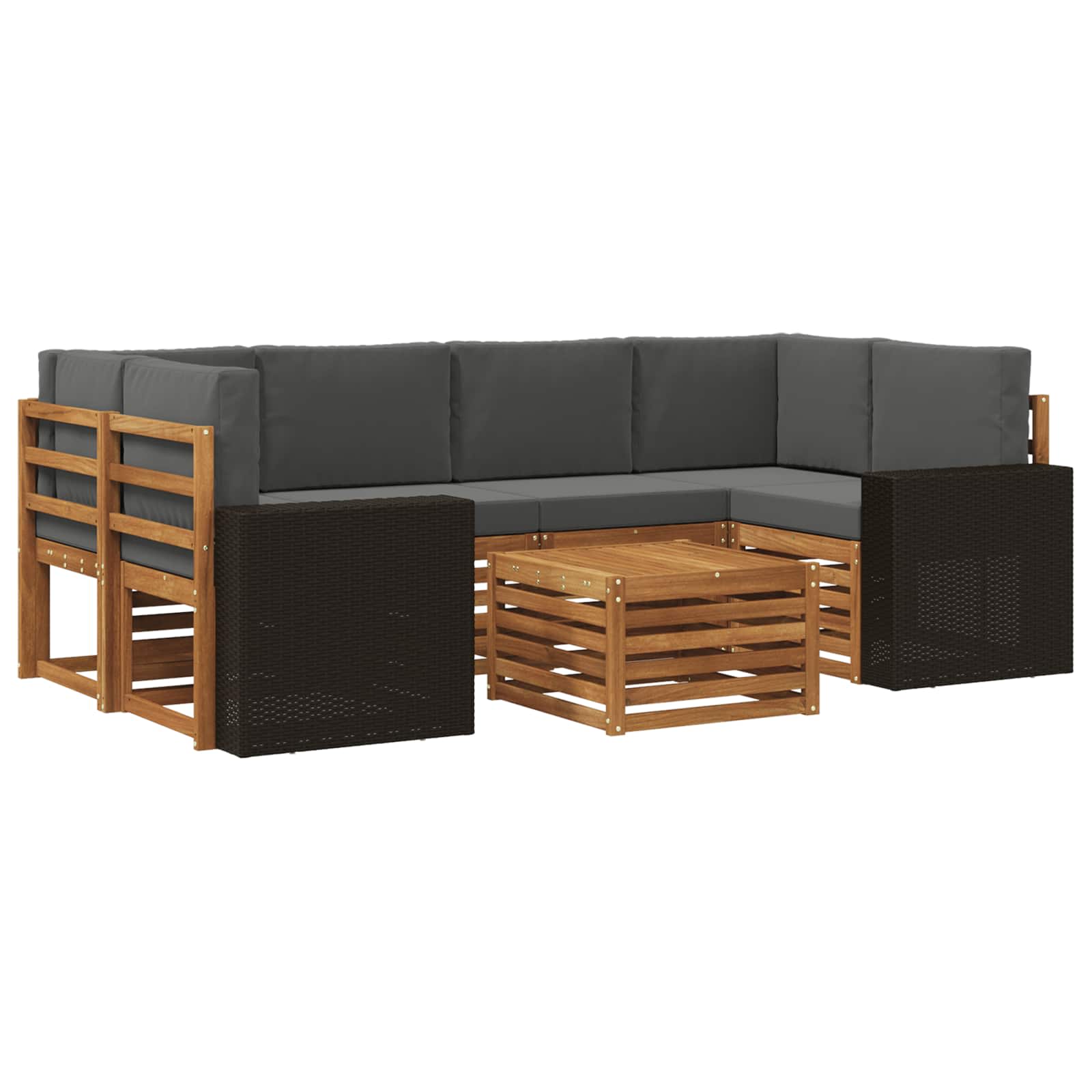 Set vanjskih sofa 7 pcs Prirodna i antracit Čvrsto drvo akacije