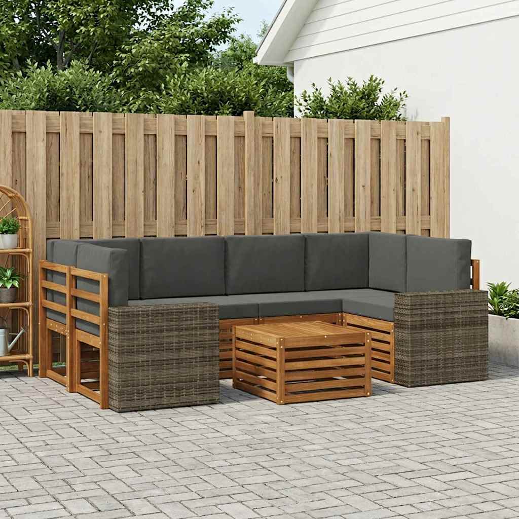 Set vanjskih sofa 7 kom. Prirodna i antracit
