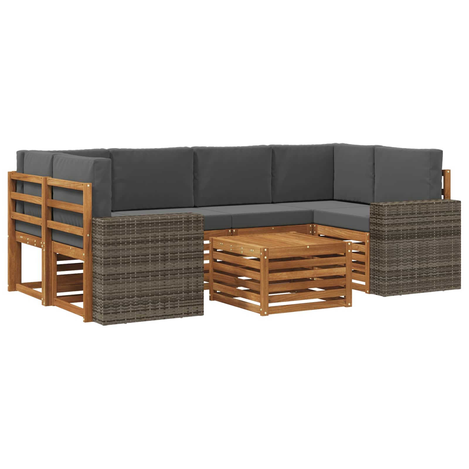 Set vanjskih sofa 7 kom. Prirodna i antracit