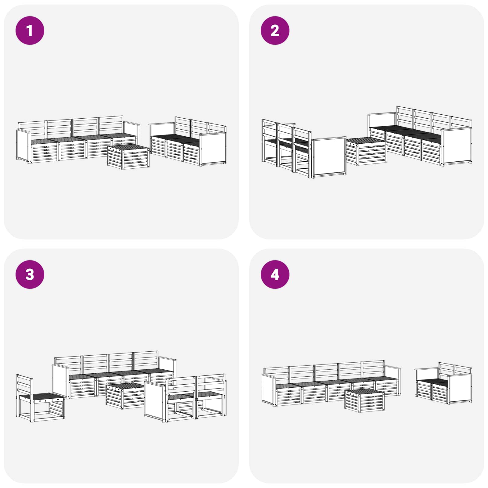 Setovi sofa 8 pcs Čvrsto drvo akacije