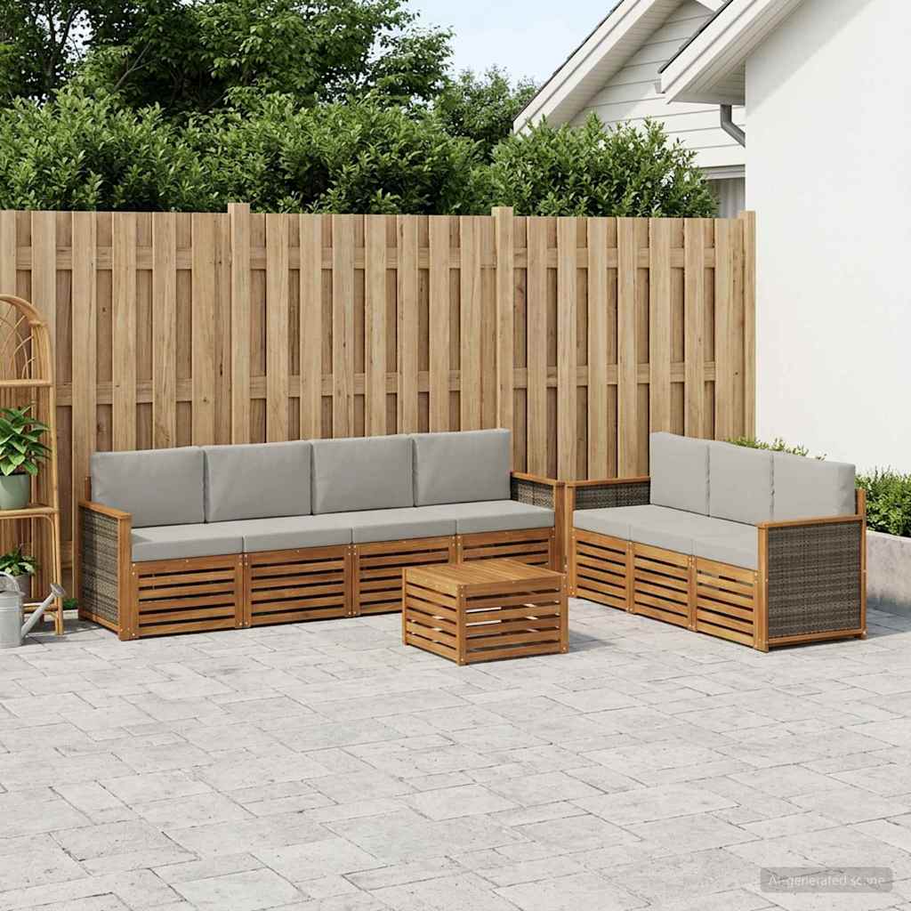 Setovi sofa s jastukom 8 pcs Čvrsto drvo akacije