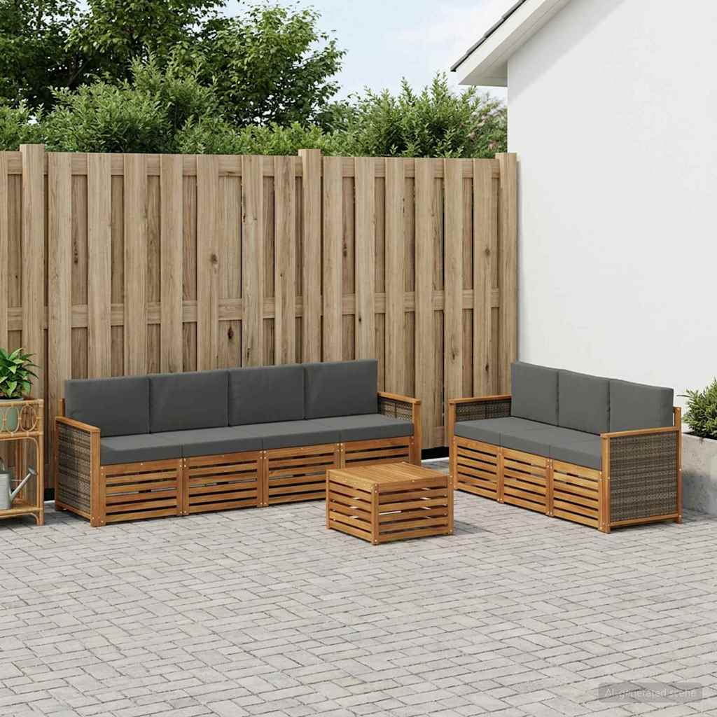 Setovi sofa s jastukom 8 pcs Čvrsto drvo akacije