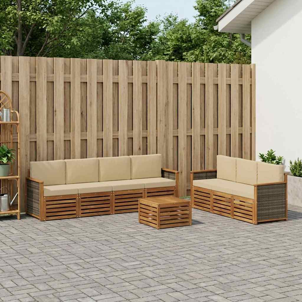 Setovi sofa s jastukom 8 pcs Čvrsto drvo akacije