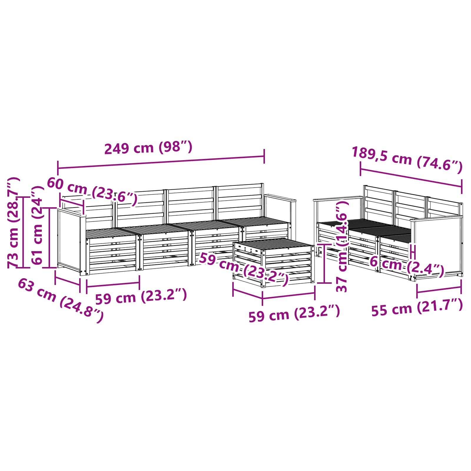 Setovi sofa 8 pcs Čvrsto drvo akacije