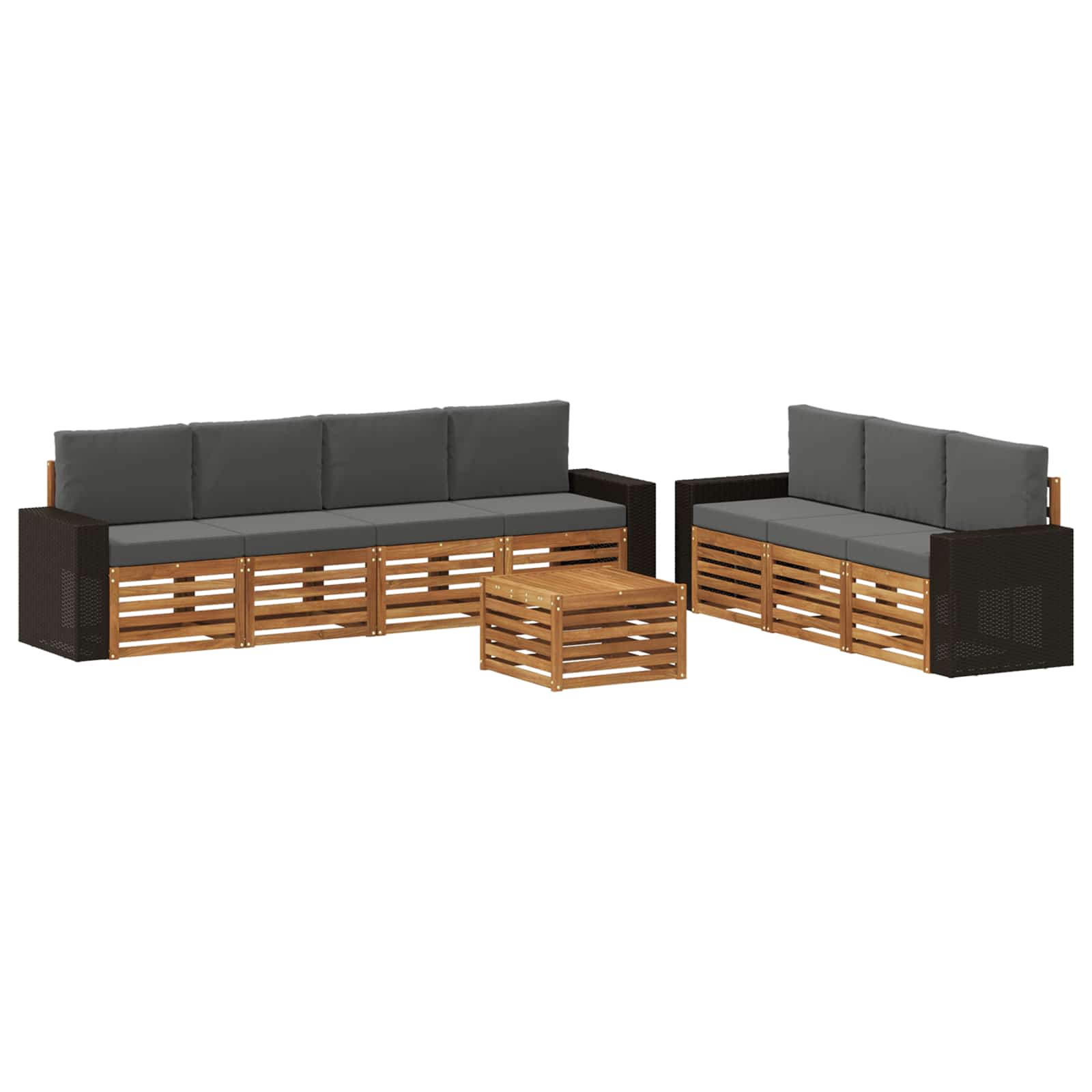 Setovi sofa s jastukom 8 pcs Čvrsto drvo akacije
