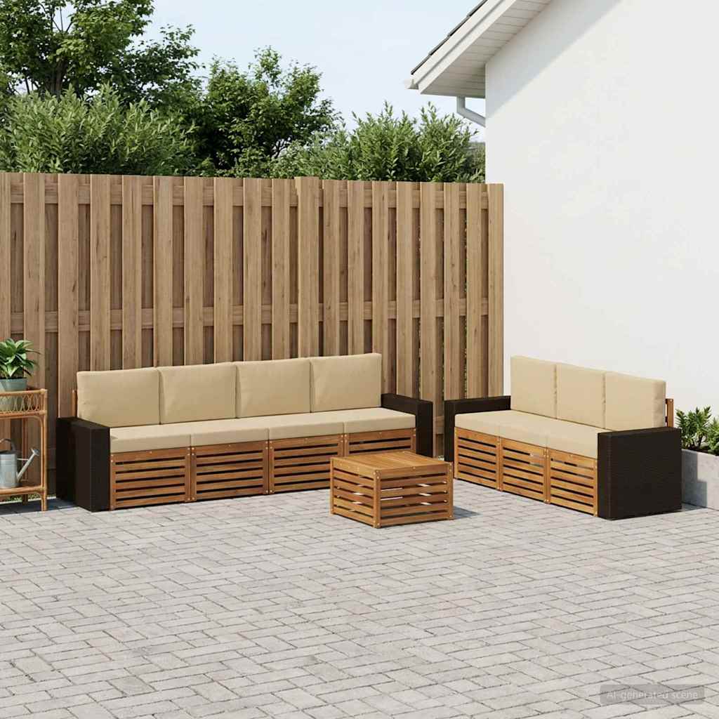 Setovi sofa s jastukom 8 pcs Čvrsto drvo akacije