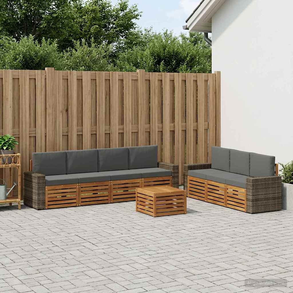 Setovi sofa s jastukom 8 pcs Čvrsto drvo akacije
