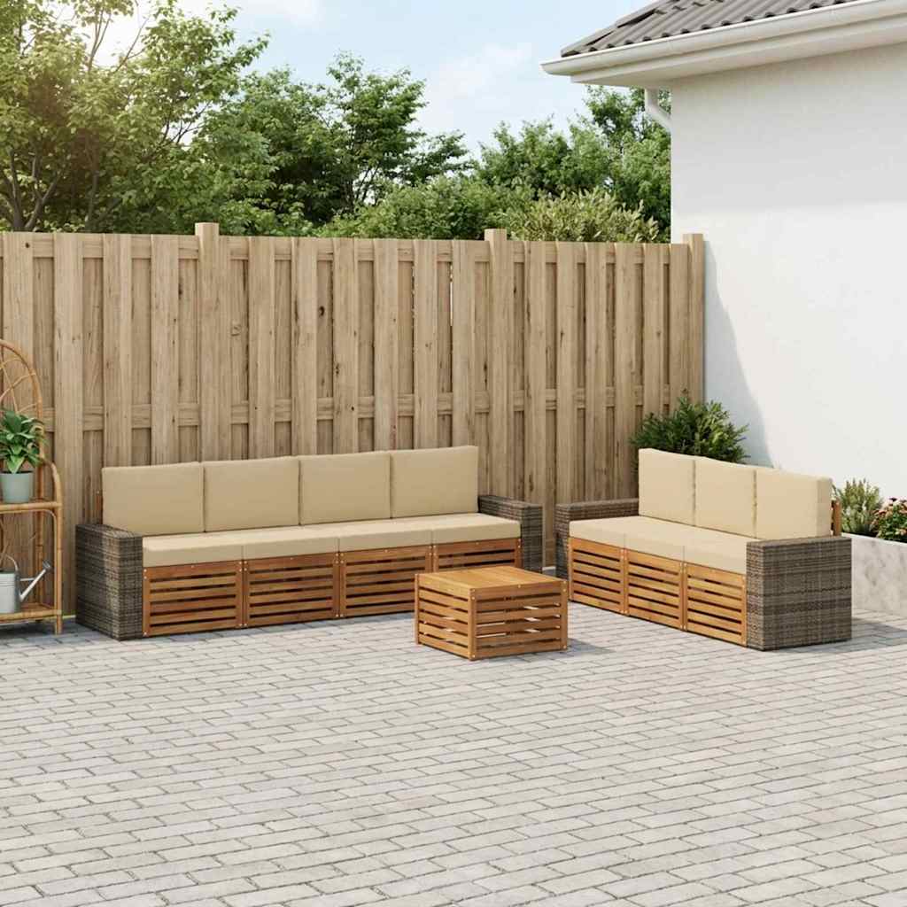 Setovi sofa s jastukom 8 pcs Čvrsto drvo akacije