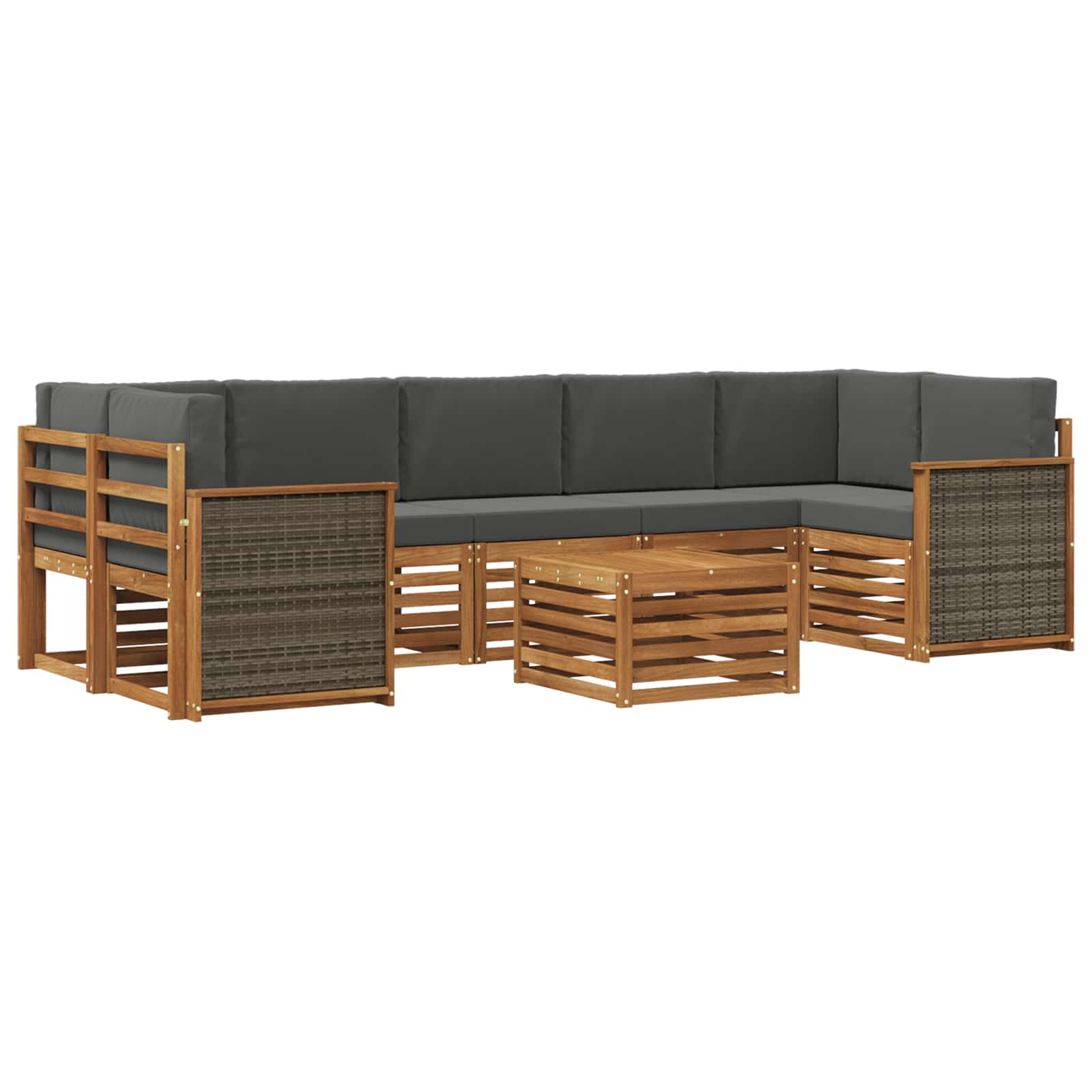 Set vanjskih sofa 8 pcs Prirodna i antracit Čvrsto drvo akacije