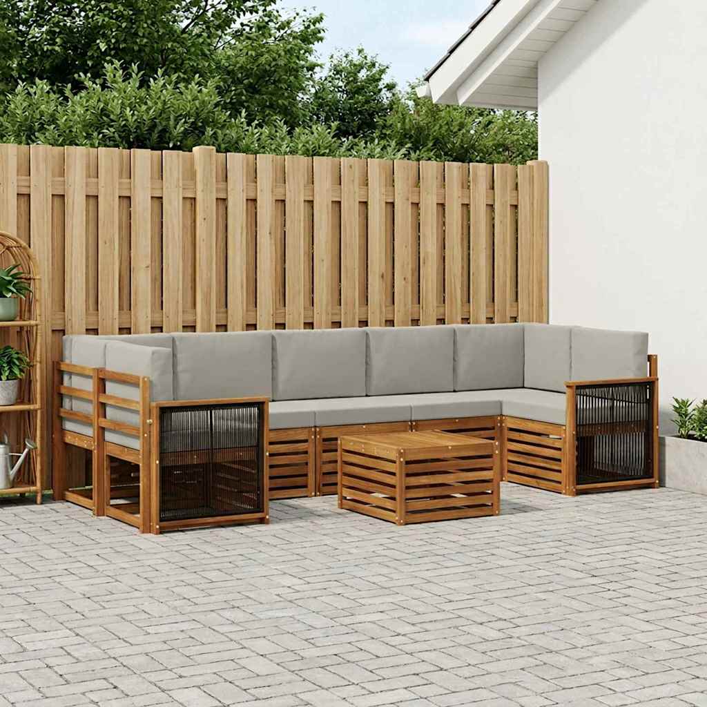 Set vanjskih sofa 8 kom. Prirodna i svjetlosiva
