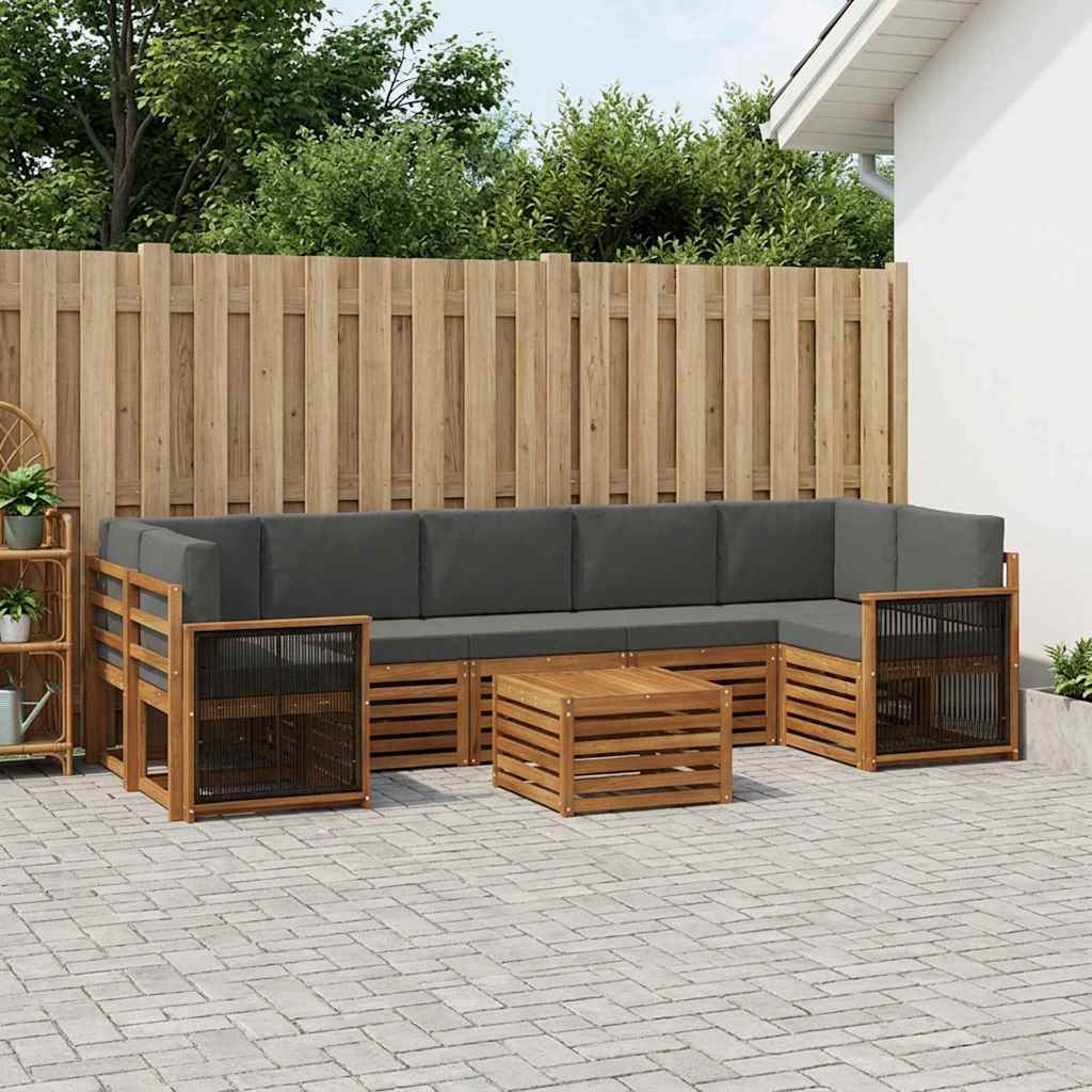 Set vanjskih sofa 8 pcs Prirodna i antracit Čvrsto drvo akacije