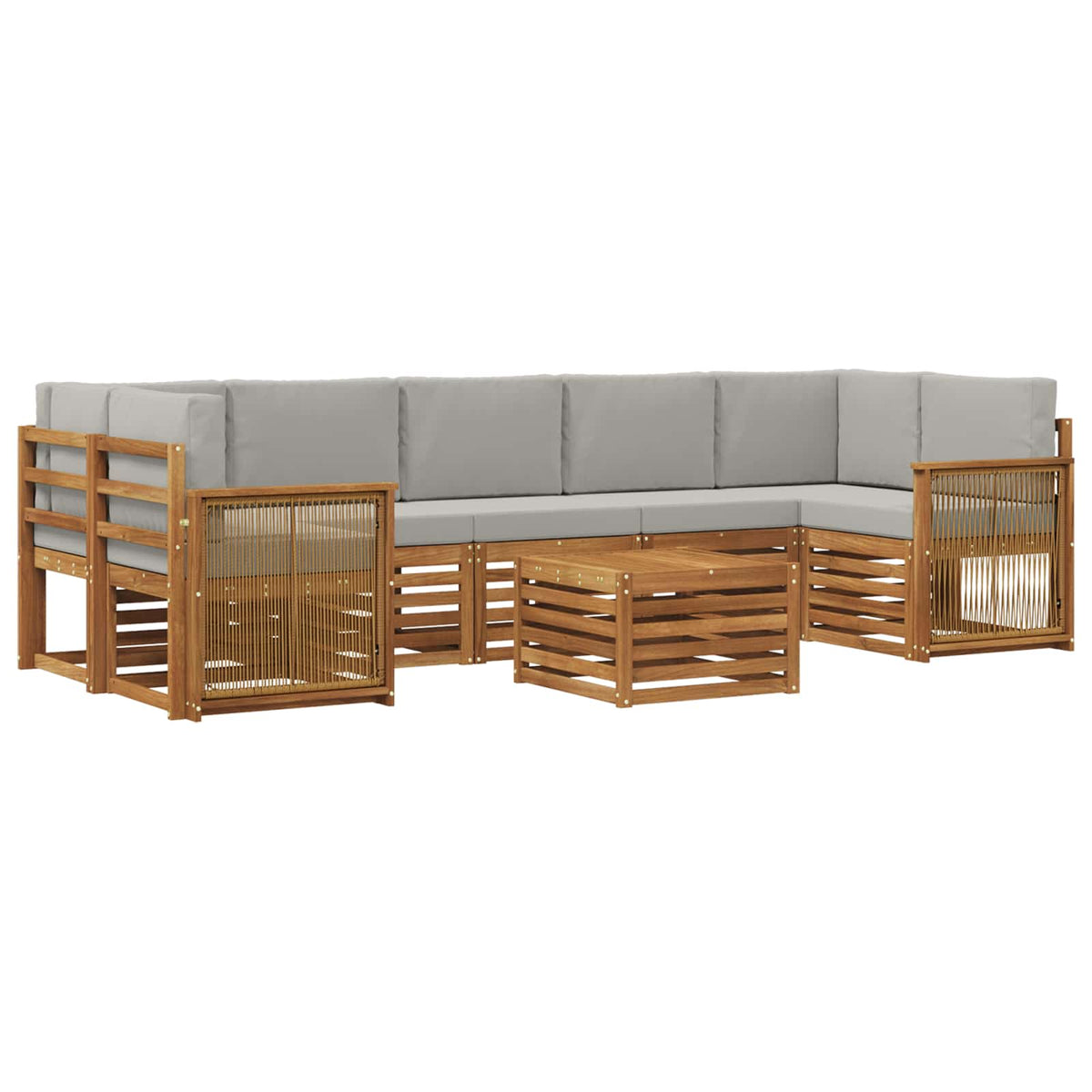 Set vanjskih sofa 8 kom. Prirodna i svjetlosiva