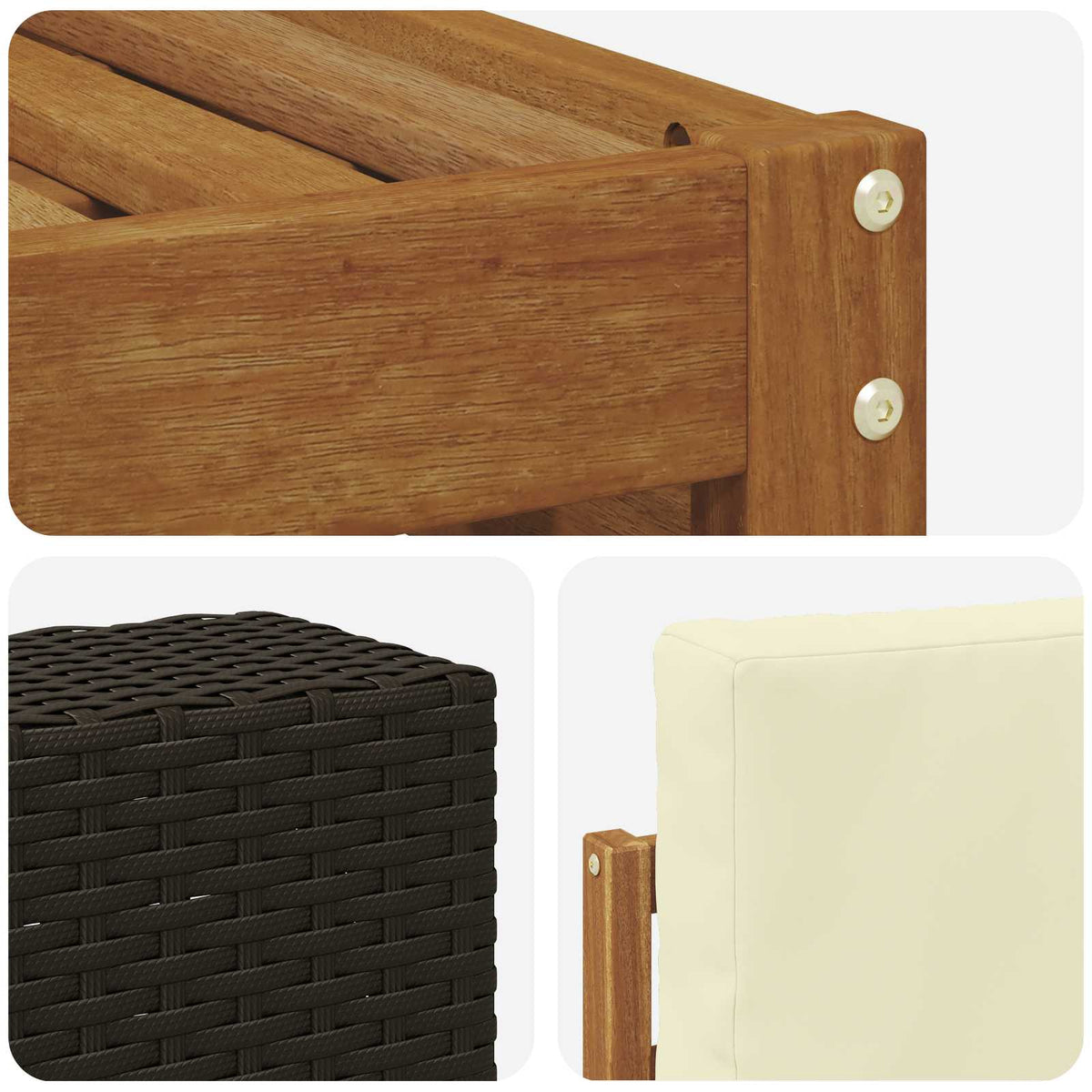 Set vanjskih sofa 8 kom. Prirodna i krem Čvrsto drvo akacije