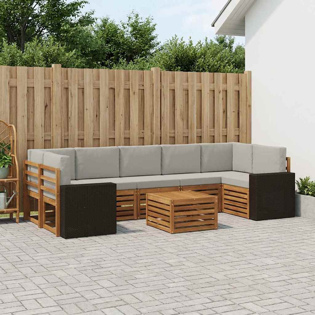 Set vanjskih sofa 8 kom. Prirodna i svjetlosiva