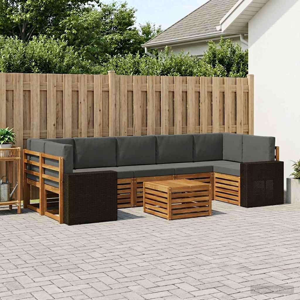 Set vanjskih sofa 8 kom. Prirodna i antracit