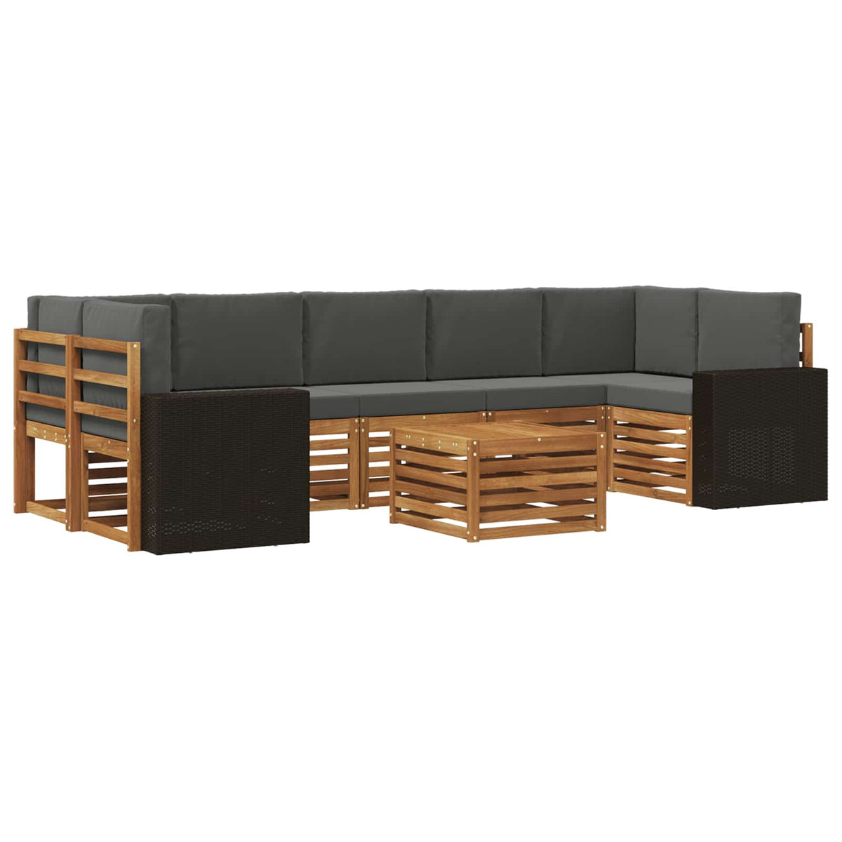 Set vanjskih sofa 8 kom. Prirodna i antracit