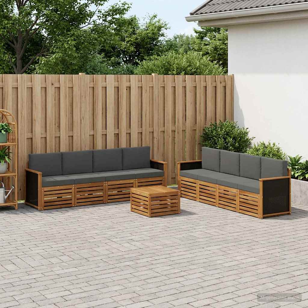 Setovi sofa s jastukom 9 pcs Čvrsto drvo akacije