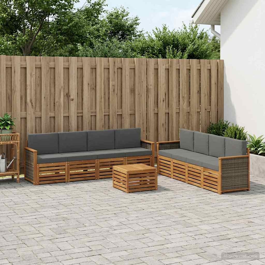 Setovi sofa s jastukom 9 pcs Čvrsto drvo akacije