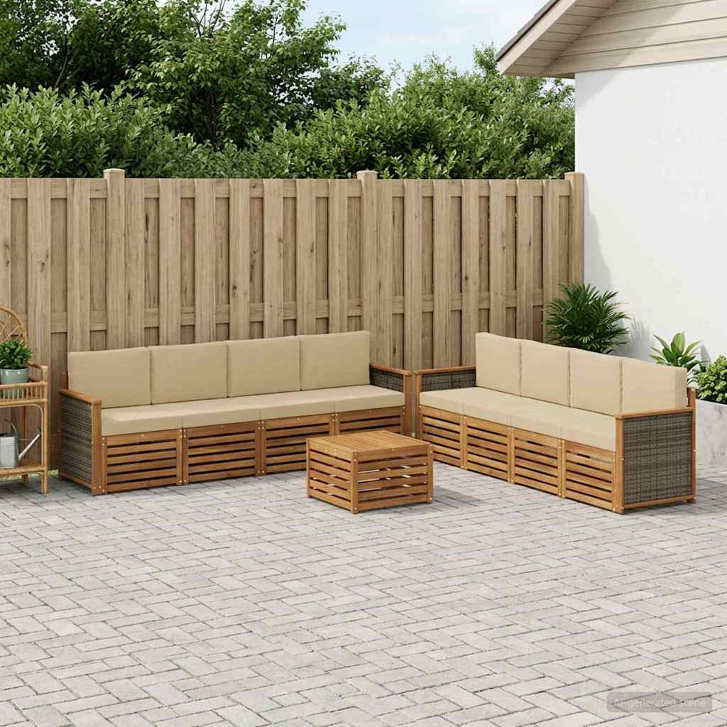 Setovi sofa s jastukom 9 pcs Čvrsto drvo akacije