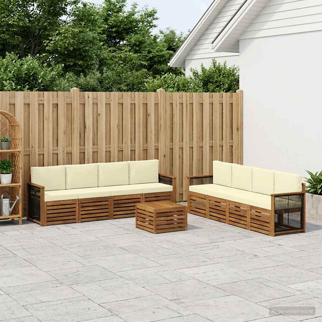 Setovi sofa s jastukom 9 pcs Čvrsto drvo akacije