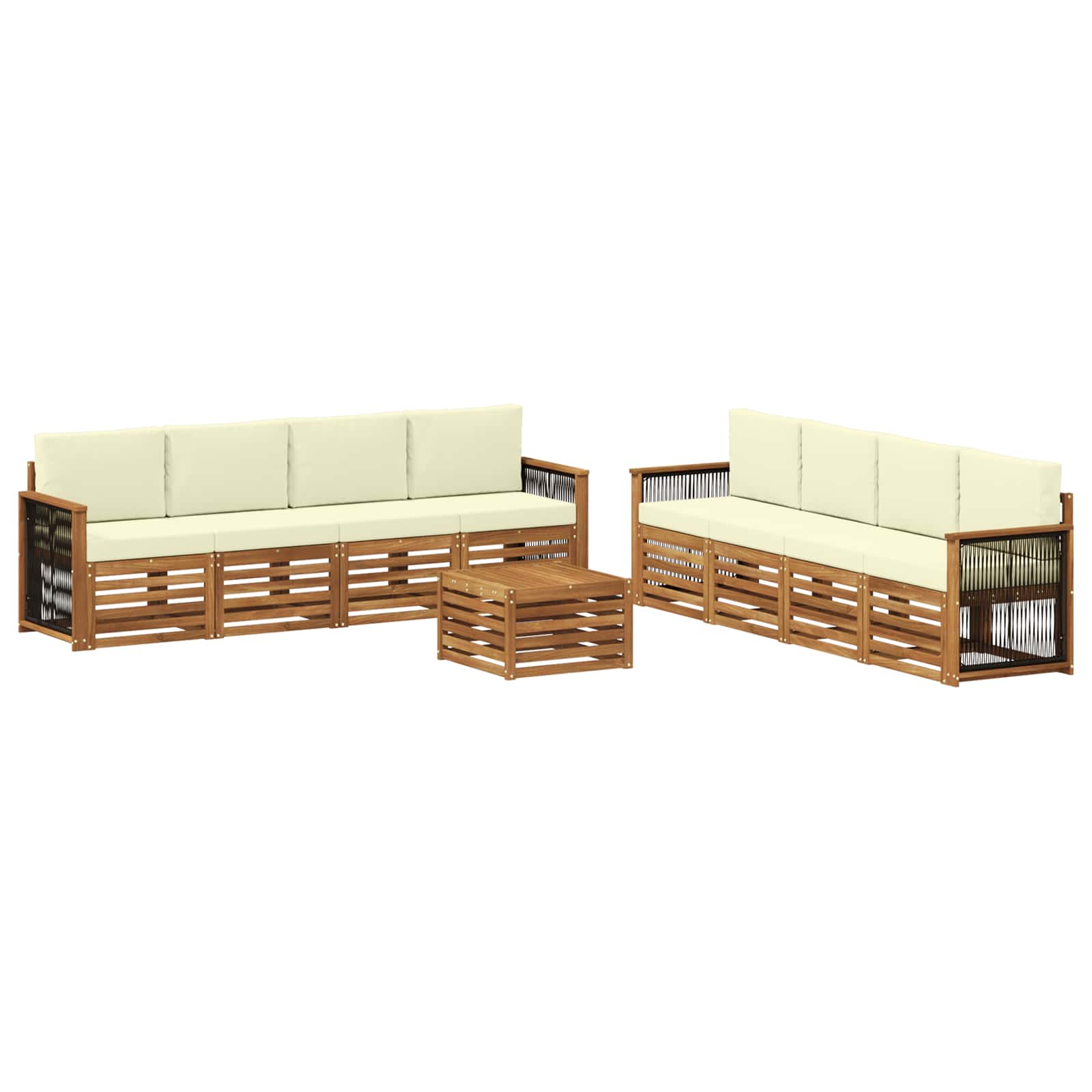 Setovi sofa s jastukom 9 pcs Čvrsto drvo akacije