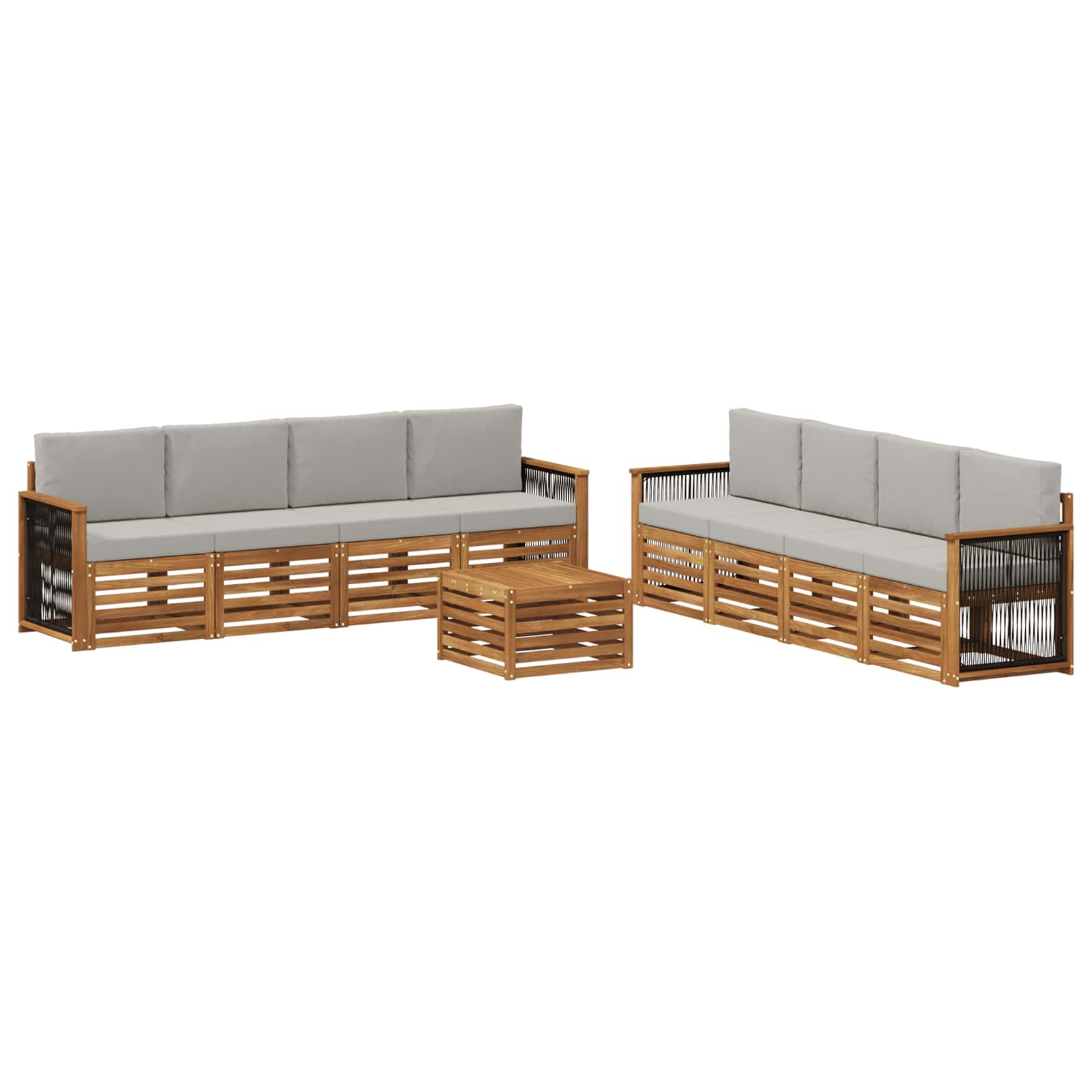 Setovi sofa s jastukom 9 pcs Čvrsto drvo akacije