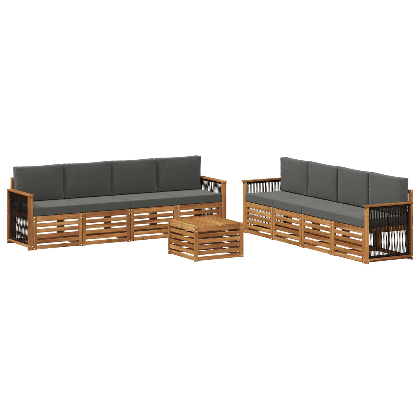 Setovi sofa s jastukom 9 pcs Čvrsto drvo akacije