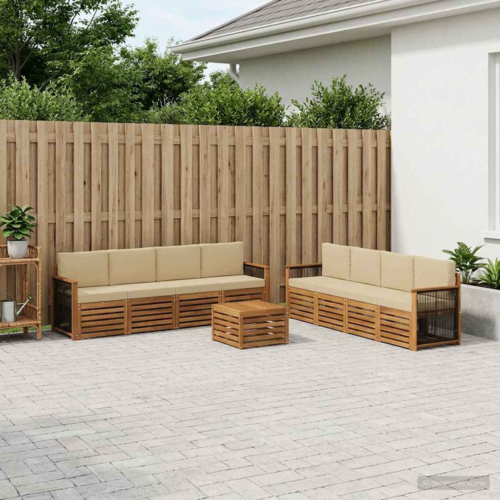 Setovi sofa s jastukom 9 pcs Čvrsto drvo akacije