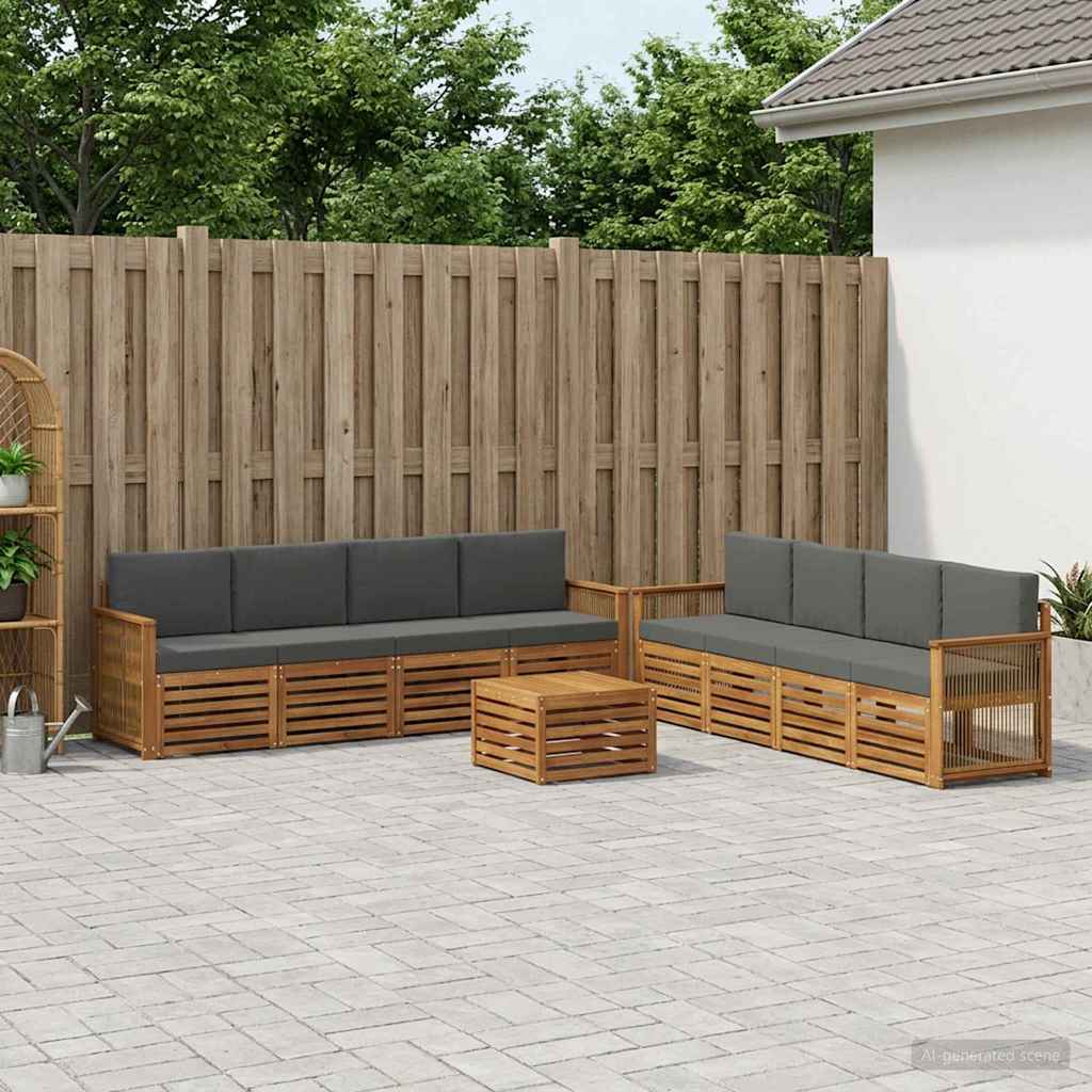 Setovi sofa s jastukom 9 pcs Čvrsto drvo akacije