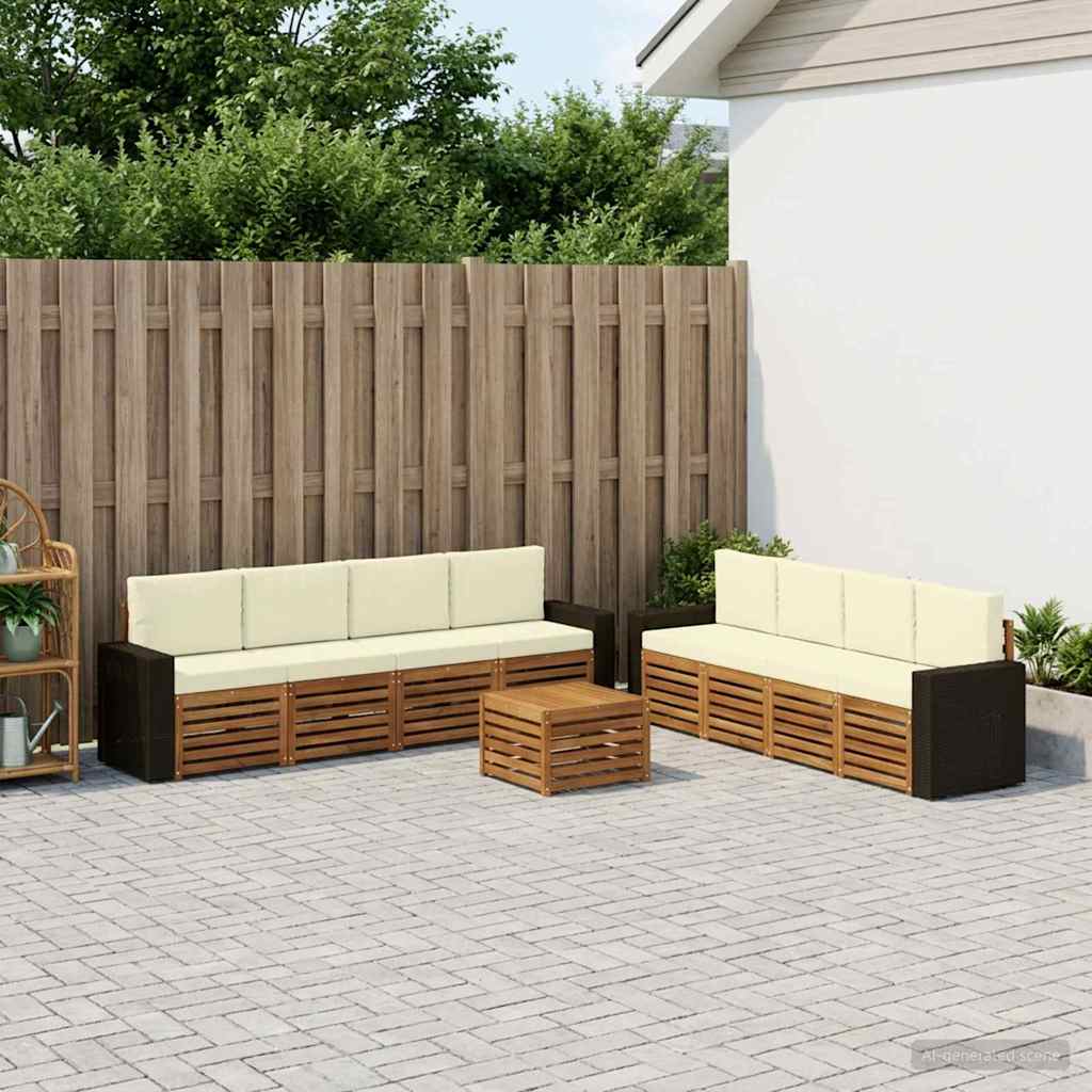 Setovi sofa s jastukom 9 pcs Čvrsto drvo akacije