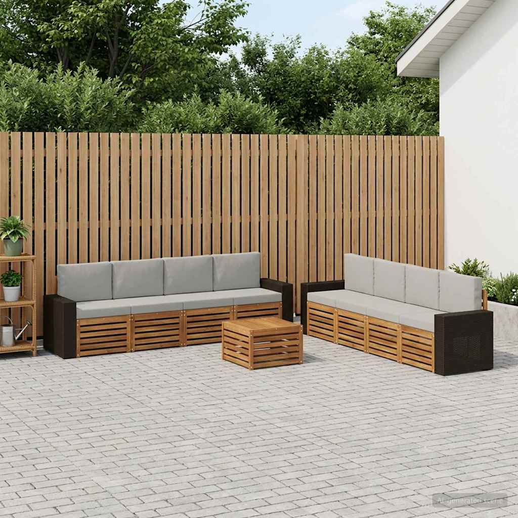 Setovi sofa s jastukom 9 pcs Čvrsto drvo akacije