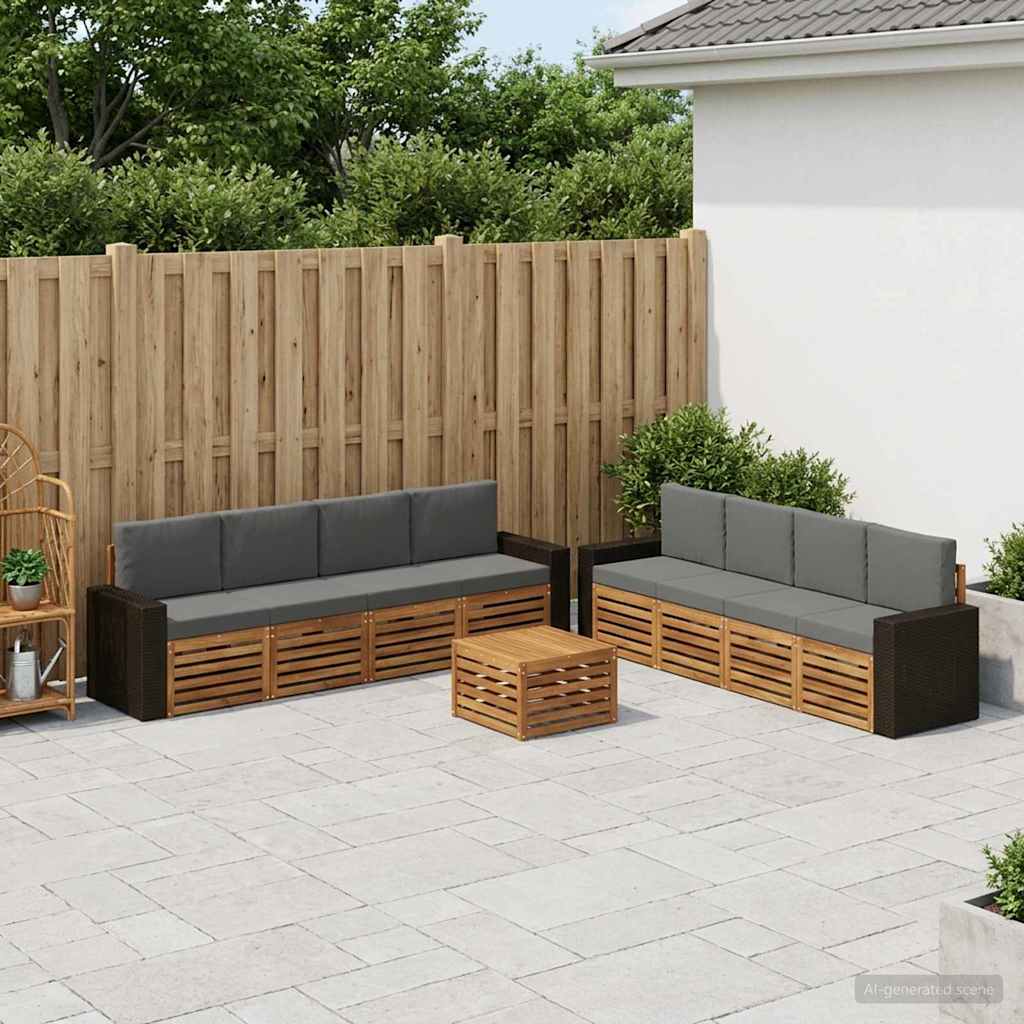 Setovi sofa s jastukom 9 pcs Čvrsto drvo akacije