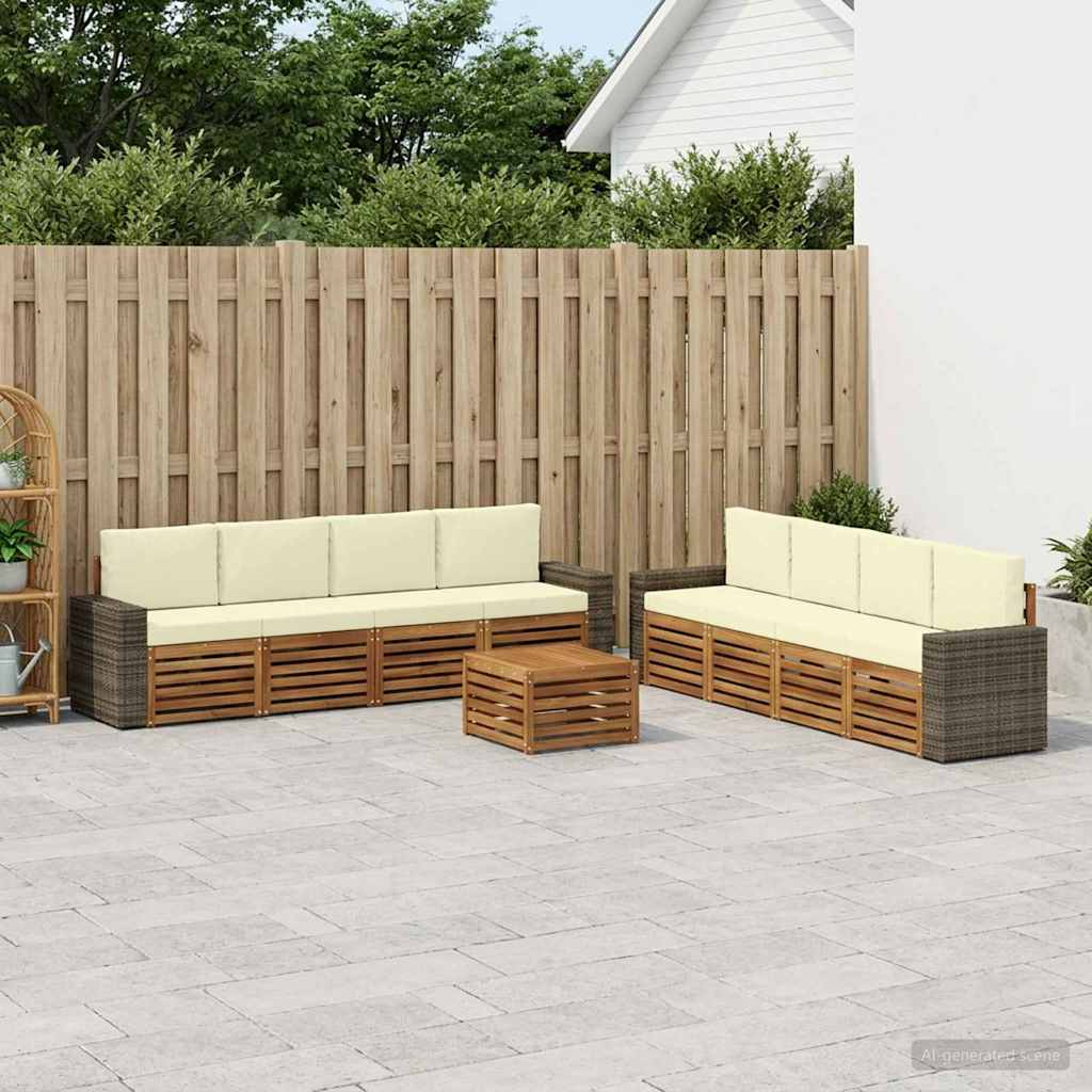 Setovi sofa s jastukom 9 pcs Čvrsto drvo akacije