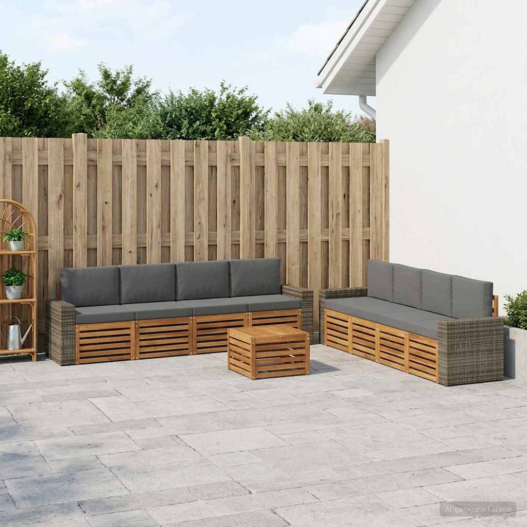 Setovi sofa s jastukom 9 pcs Čvrsto drvo akacije
