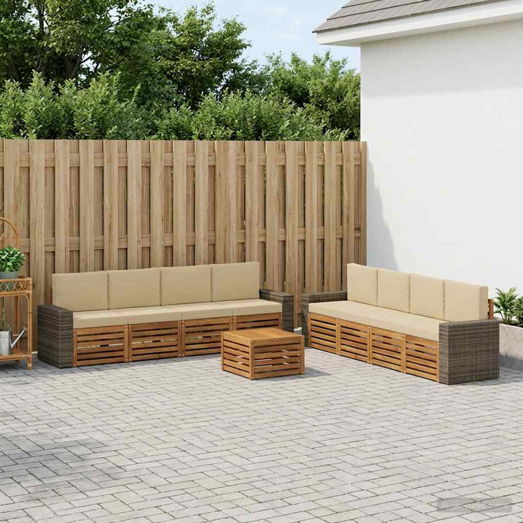 Setovi sofa s jastukom 9 pcs Čvrsto drvo akacije