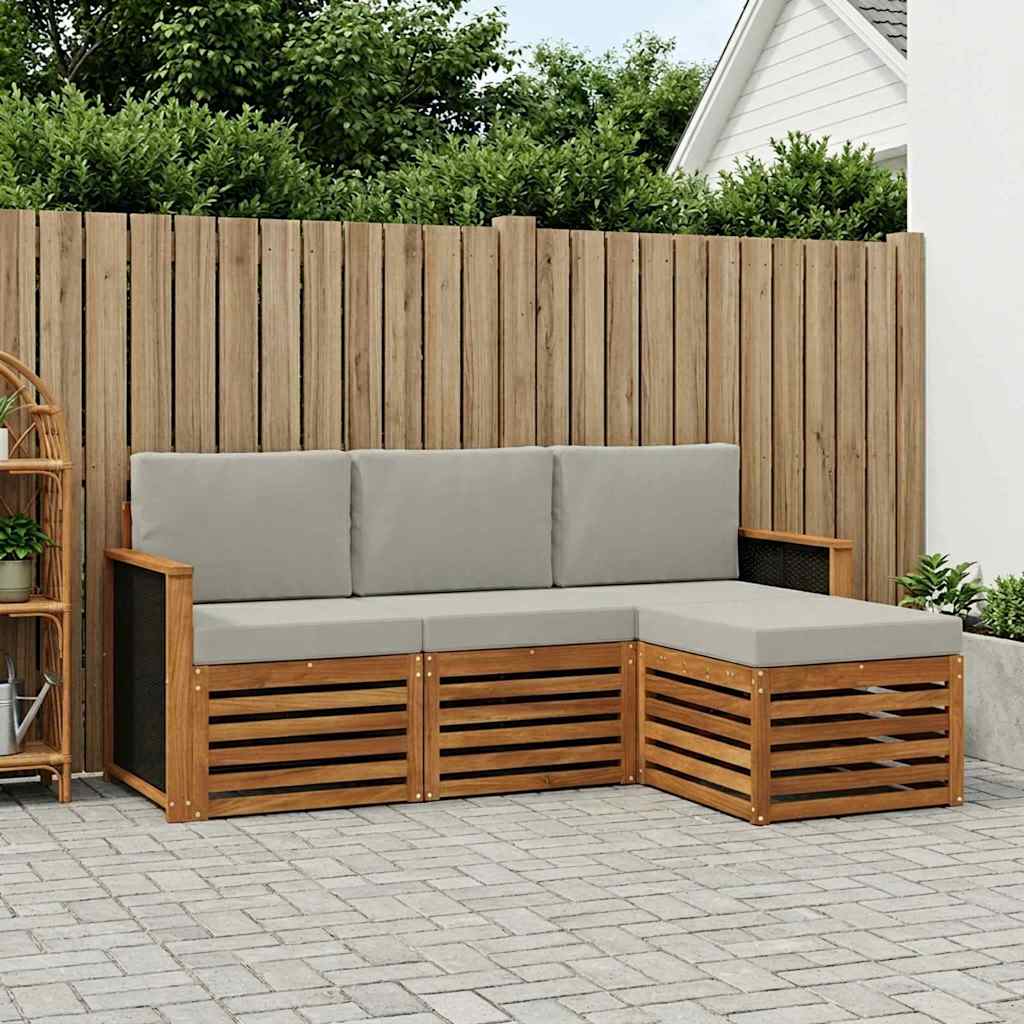 Set vanjskih sofa 4 pcs Prirodna i svjetlosiva