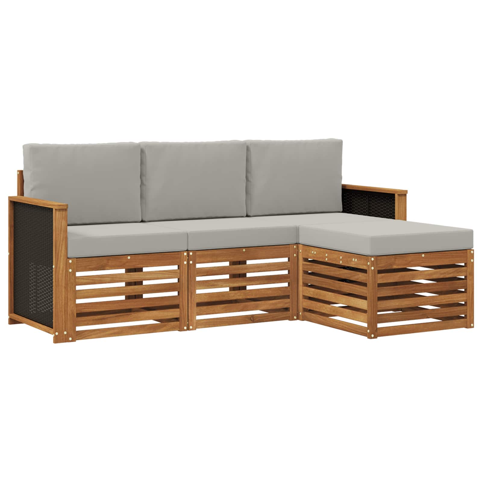 Set vanjskih sofa 4 pcs Prirodna i svjetlosiva