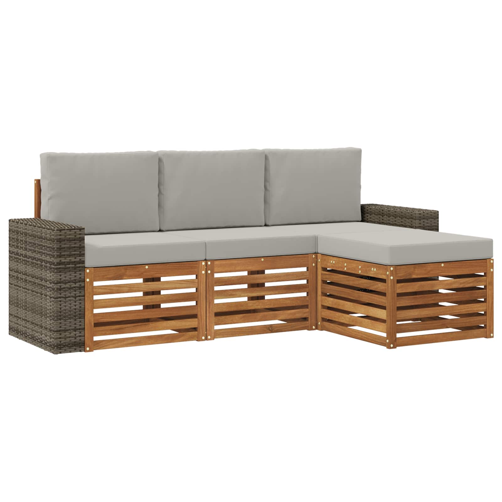 Set vanjskih sofa s jastukom 4 pcs Prirodna i svjetlosiva