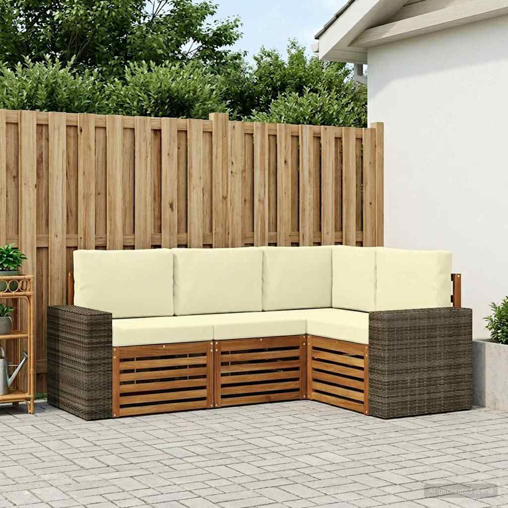 Setovi sofa s jastukom 4 pcs Čvrsto drvo akacije