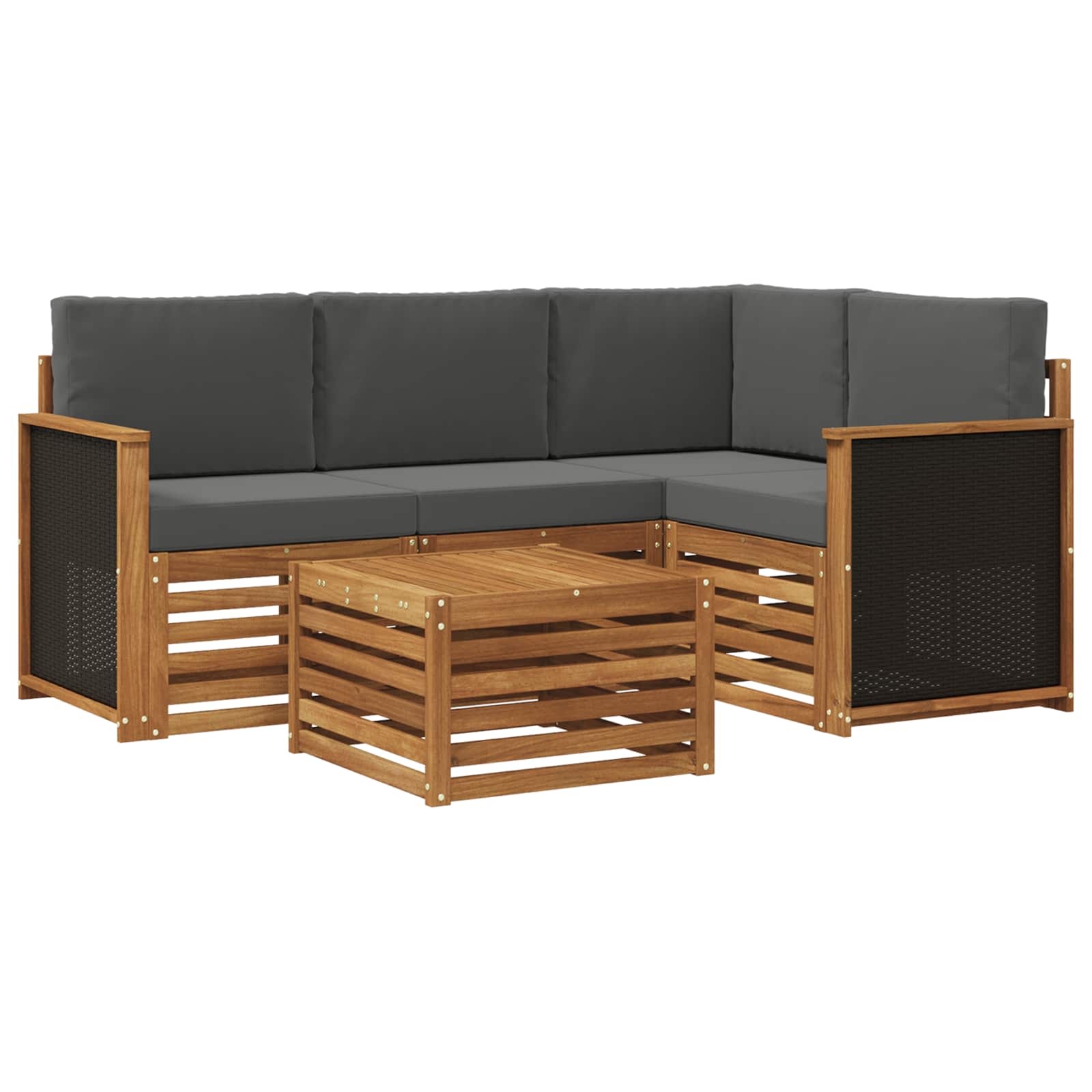 Set vanjskih sofa 5 pcs Prirodna i antracit 59 x 59 x 37 cm